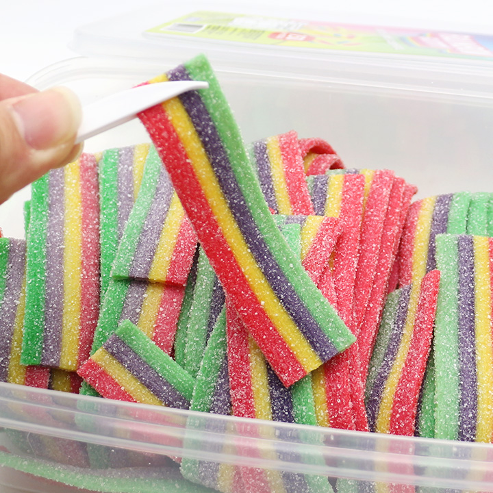Mixed fruits 900g Rainbow sour belt soft gummy candy in box CH-J574