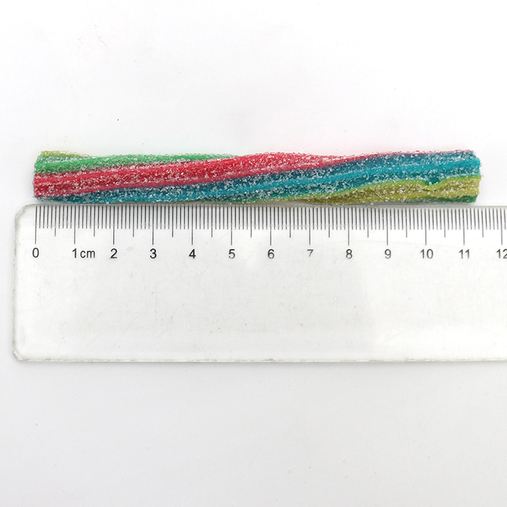 900g Halal Twister Gummy rope liquorice soft candy strips with sour powder filled CH-J576