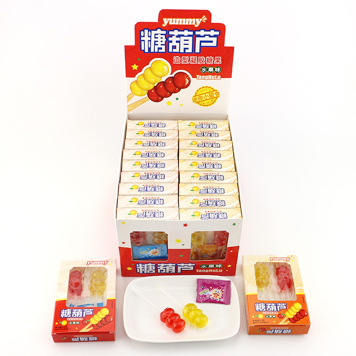2024 Bingtanghulu shaped jelly soft gummy lolly pop with popping candy CH-J578