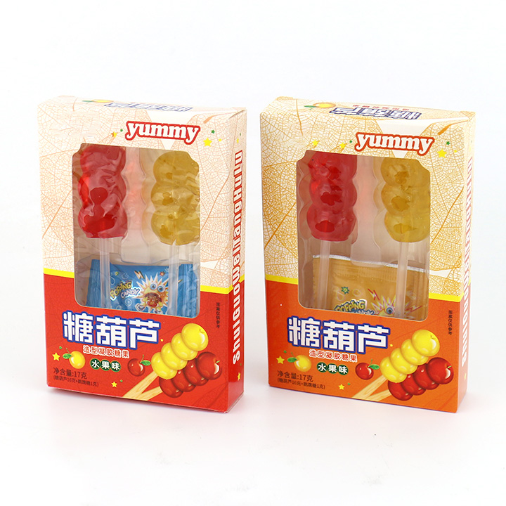 2024 Bingtanghulu shaped jelly soft gummy lolly pop with popping candy CH-J578