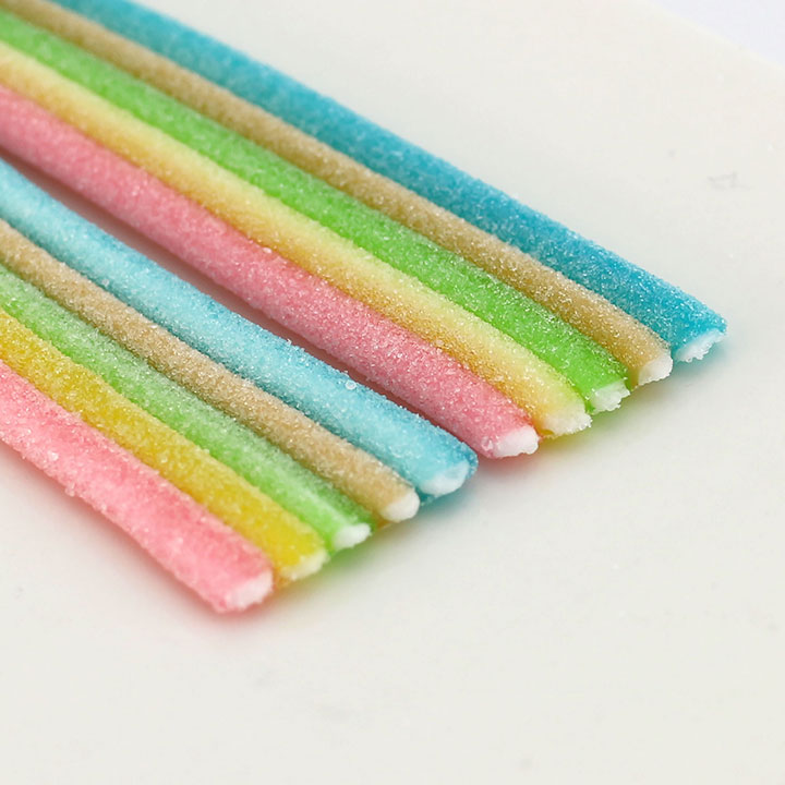 2024 new Sour powder filled Rainbow Gummy strip soft candy CH-J582