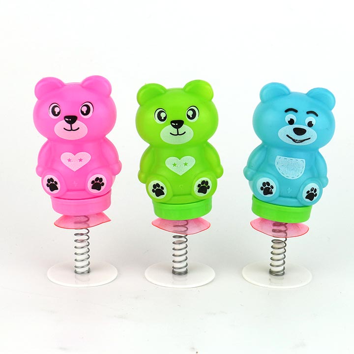 Bouncing bear toy spring jump suckers toy candy with sour powder candy﻿ CH-T1277
