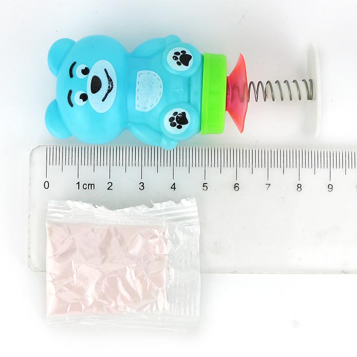 Bouncing bear toy spring jump suckers toy candy with sour powder candy﻿ CH-T1277