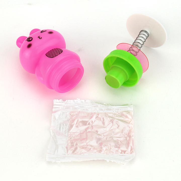 Bouncing rabbit toy spring jump suckers toy candy with sour powder candy CH-T1278