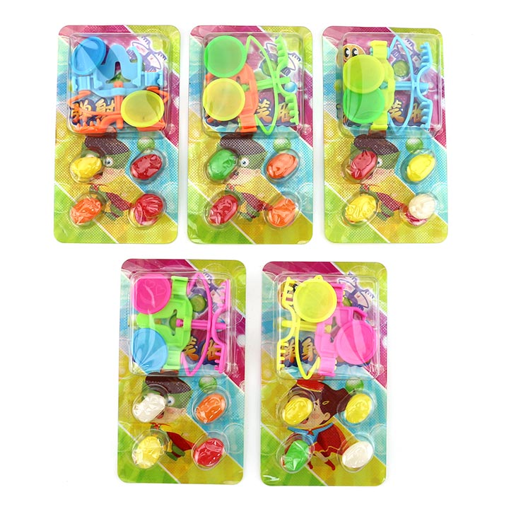 Finger ejection smiling face expression flying saucer toy candy wiht jelly bean candy CH-T1280