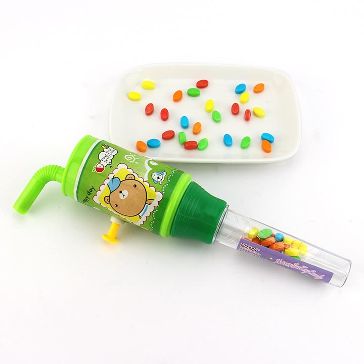 Cartoon straw beverage bottle shape water gun toy candy CH-TB224
