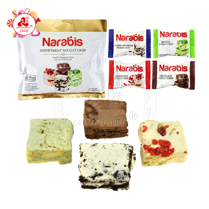 Narabis mixed flavors snowflake crisp cookies pastry cream nougat crisp candy CH-D122