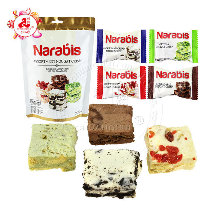 90g mixed flavor snowflake crisp pastry biscuits cream Narabis nougat crisp candy CH-D122-1