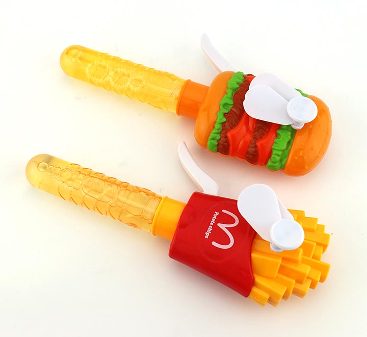 Summer big Hamburger and French fries shaped hand press fan blowing bubble water toy CH-XW024