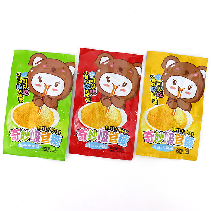 Fun Straw shaped pressed candy with fruit flavored powder candy CH-Z271
