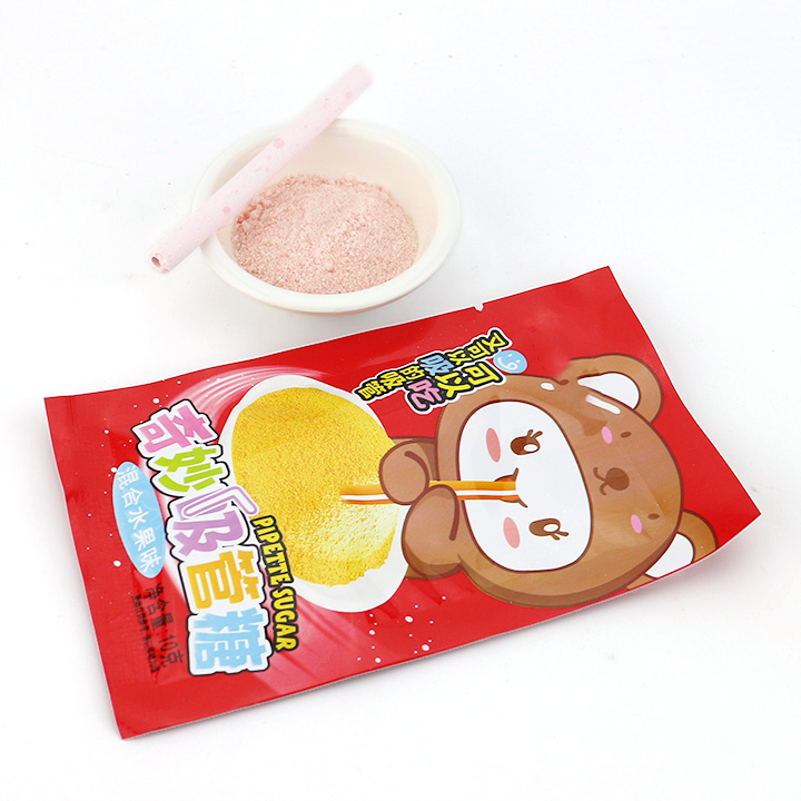 Fun Straw shaped pressed candy with fruit flavored powder candy CH-Z271