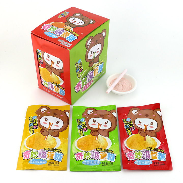 Fun Straw shaped pressed candy with fruit flavored powder candy CH-Z271