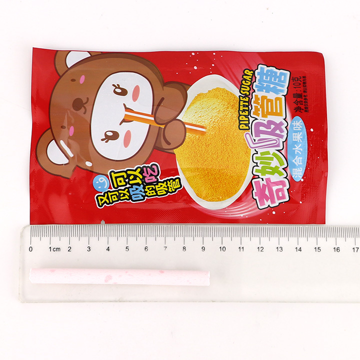 Fun Straw shaped pressed candy with fruit flavored powder candy CH-Z271