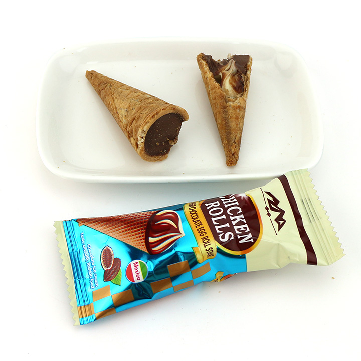 Chicken egg rolls cone biscuit with chocolate jam filling CH-BC124