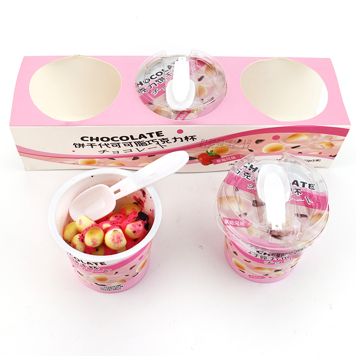 High quality big paper cup packaging 3 in 1 chocolate cream biscuit ball choco cup CH-BC125