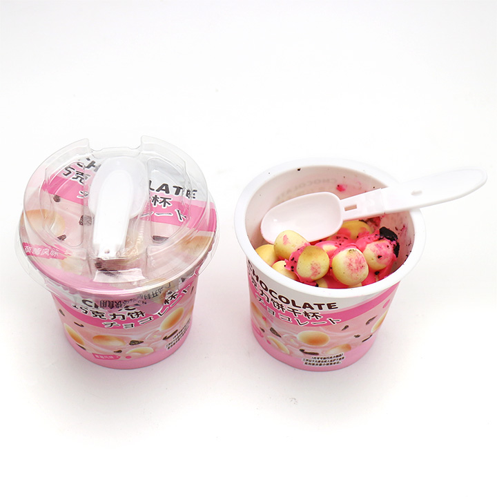 High quality big paper cup packaging 3 in 1 chocolate cream biscuit ball choco cup CH-BC125