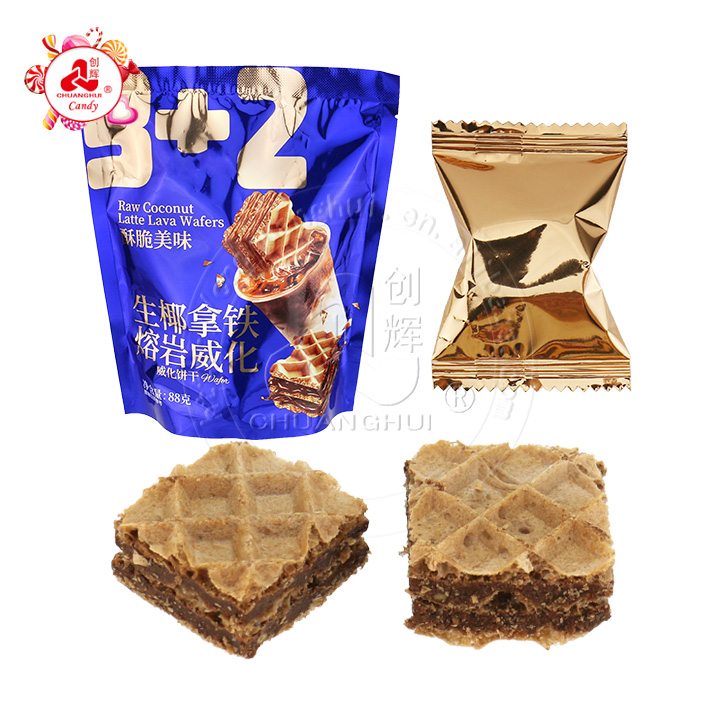 3+2 Crispy wafer biscuits with coconut latte coffee flavor cream filling CH-D120