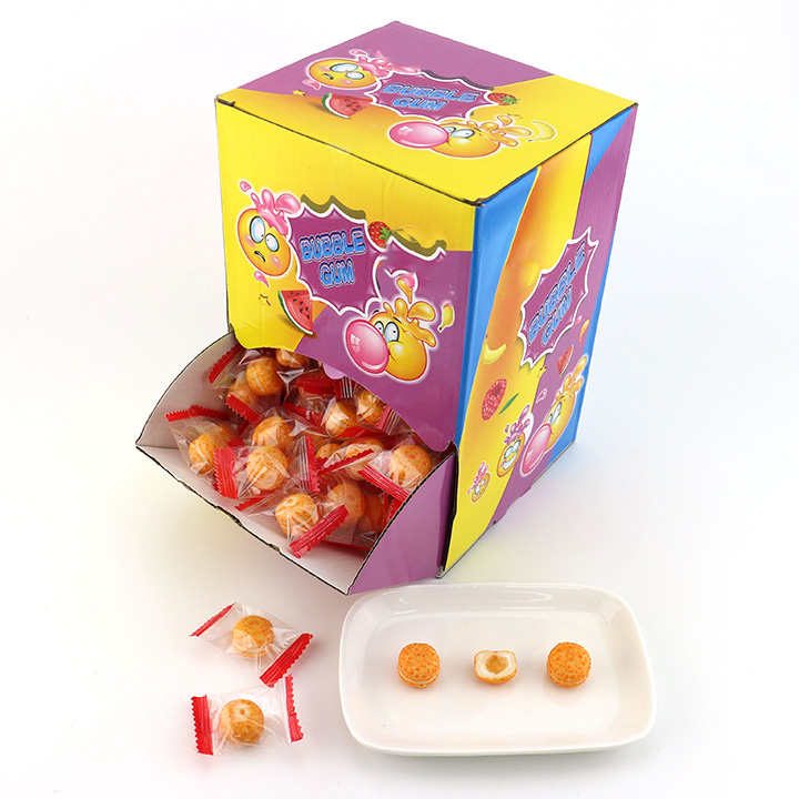 4g olive, lemon, orange shaped fruit flavored bubble gum with jam filling CH-E328