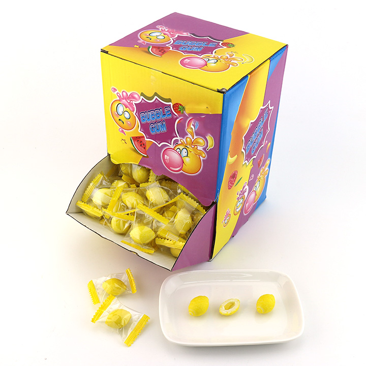 4g olive, lemon, orange shaped fruit flavored bubble gum with jam filling CH-E328