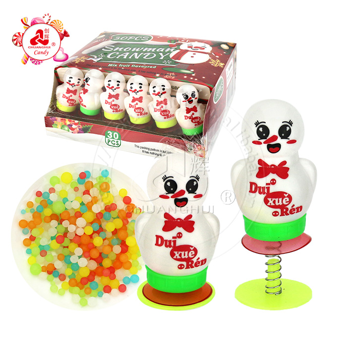 Funny bouncing spring suction-cup snowman jump toy candy CH-T1287