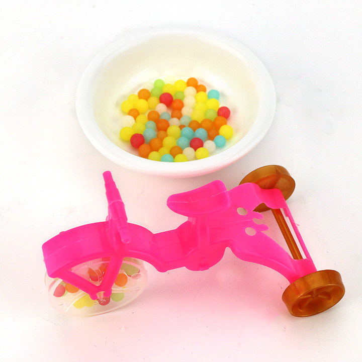 Cartoon plastic tricycle toy candy with mini colorful pearl candy CH-T1288