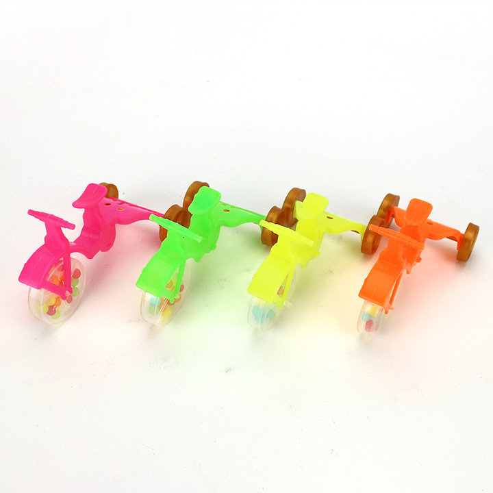 Cartoon plastic tricycle toy candy with mini colorful pearl candy CH-T1288