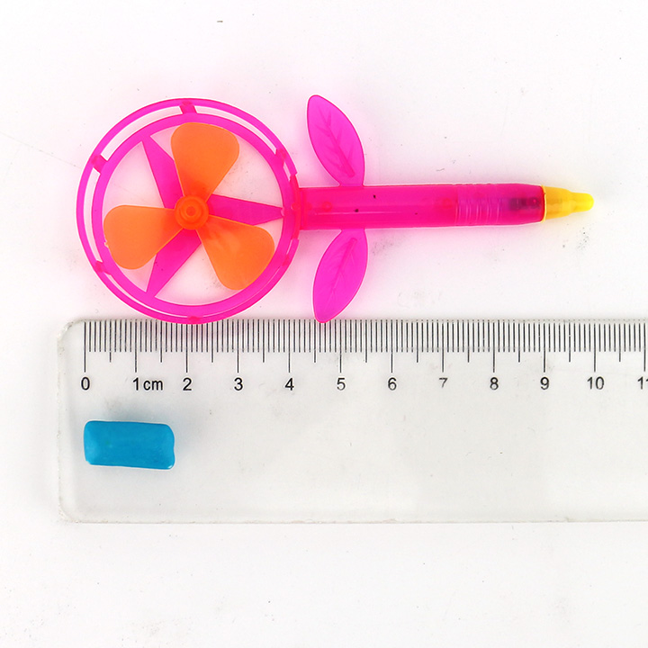 Colorful plastic flower shaped windmill pen toy candy with mini chewing gum CH-T1289