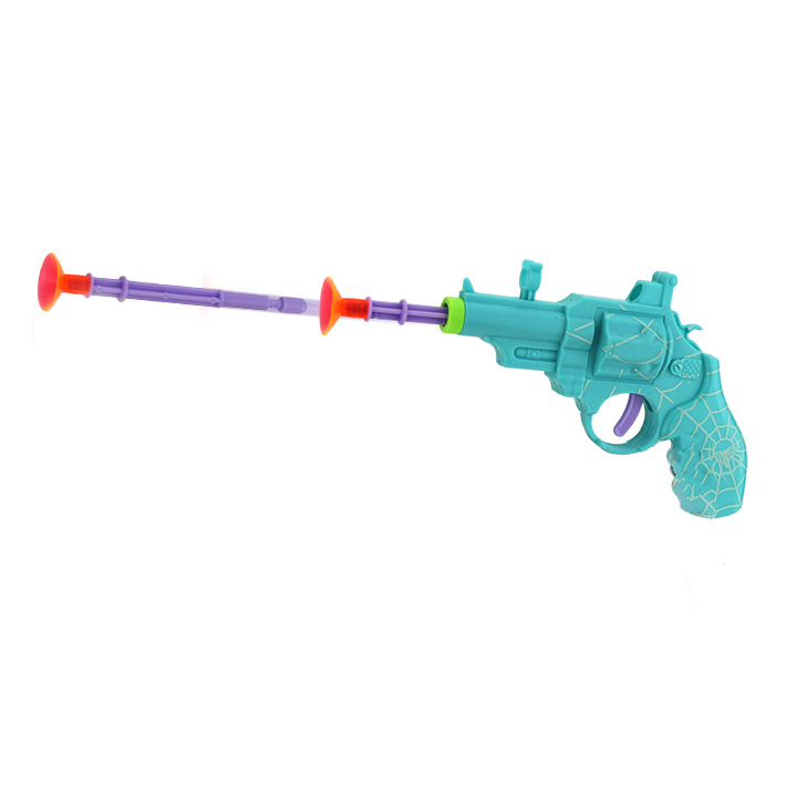 Colorful plastic spider revolver gun shaped suction cup bullet toy candy CH-T1290