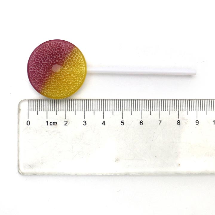 2-in-1 two colors fruit round flat lollipop with sugar free sour pressed candy CH-BP103-2