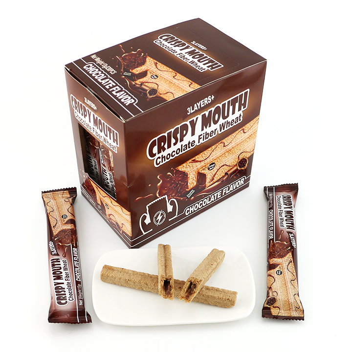 Crispy wafer biscuit stick fiber wheat Chocolate with strawberry cream filled CH-D124