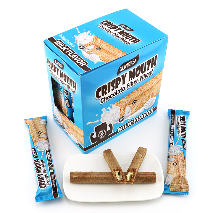 Crispy wafer biscuit stick fiber wheat Chocolate with strawberry cream filled CH-D124