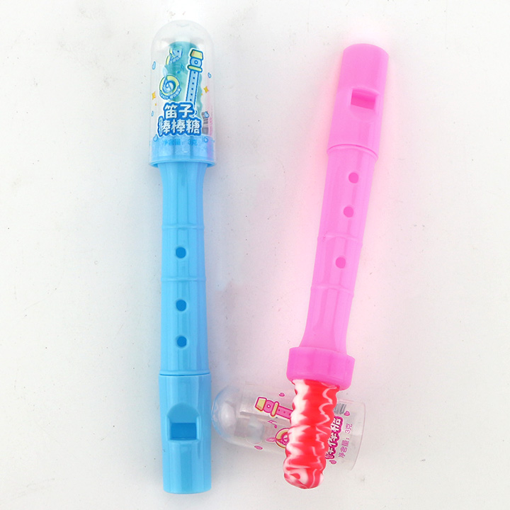 Colorful plastic flute musical toy candy with nipple hard lollipop CH-T1284