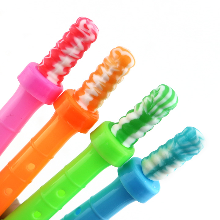 Colorful plastic flute musical toy candy with nipple hard lollipop CH-T1284