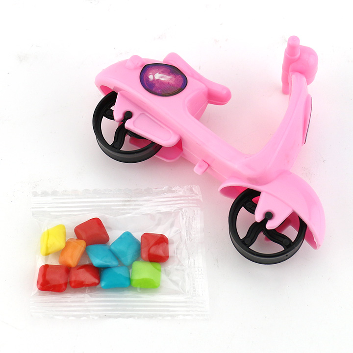Cartoon plastic pedal motorcycle toy candy with mini bubble gum CH-T1281