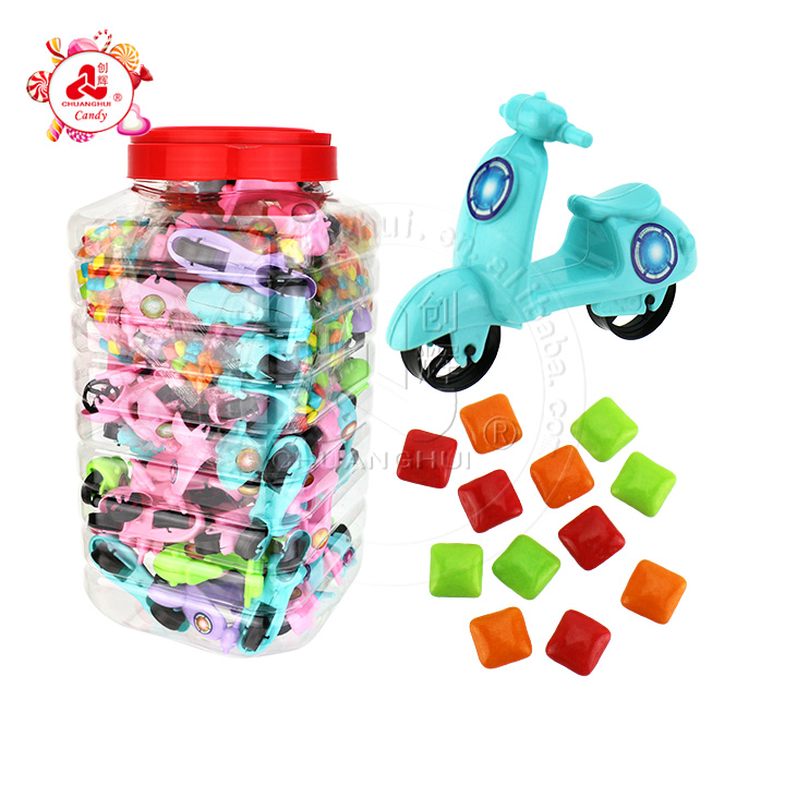 Cartoon plastic pedal motorcycle toy candy with mini bubble gum CH-T1281