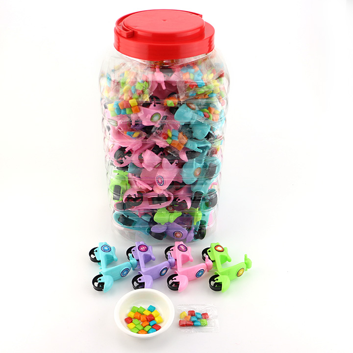 Cartoon plastic pedal motorcycle toy candy with mini bubble gum CH-T1281