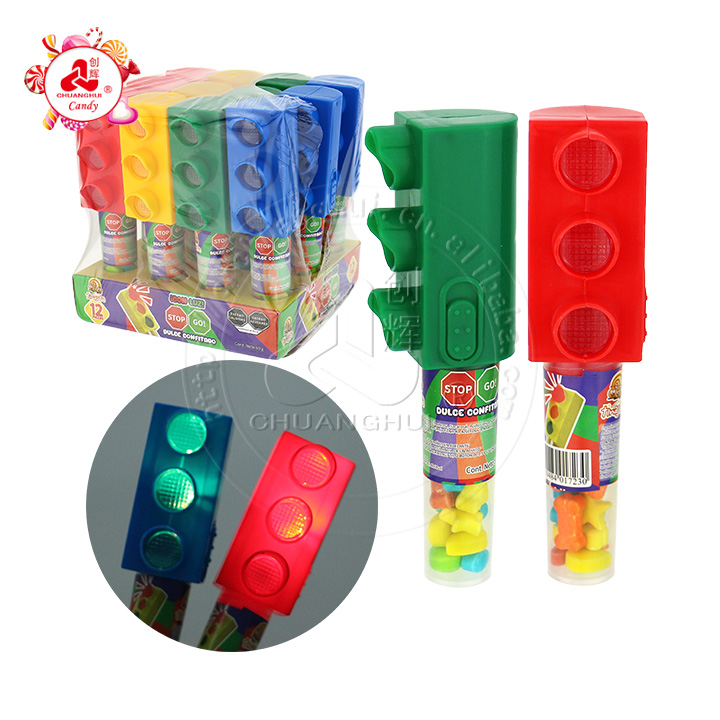 LED flashing traffic light shaped toy candy CH-T1227