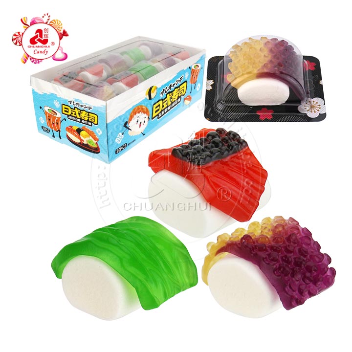 hot sale Japanese Sushi shaped soft gummy candy with marshmallow CH-J584