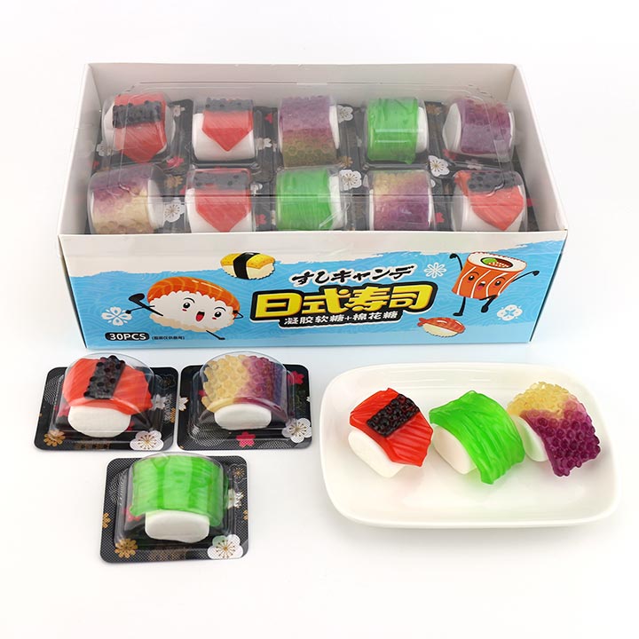 hot sale Japanese Sushi shaped soft gummy candy with marshmallow CH-J584
