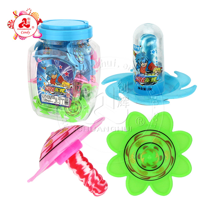 Colorful hand spinning gyro toy candy with nipple hard lollipop CH-T1283