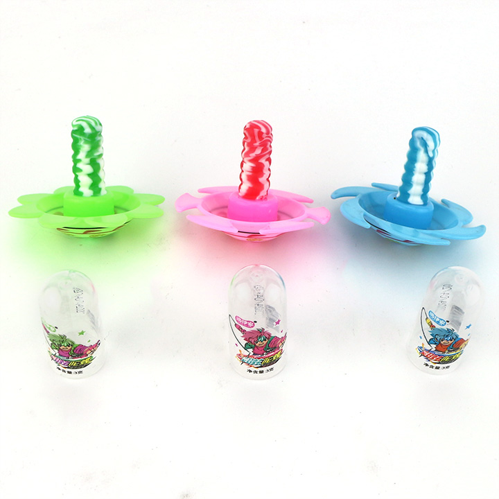Colorful hand spinning gyro toy candy with nipple hard lollipop CH-T1283