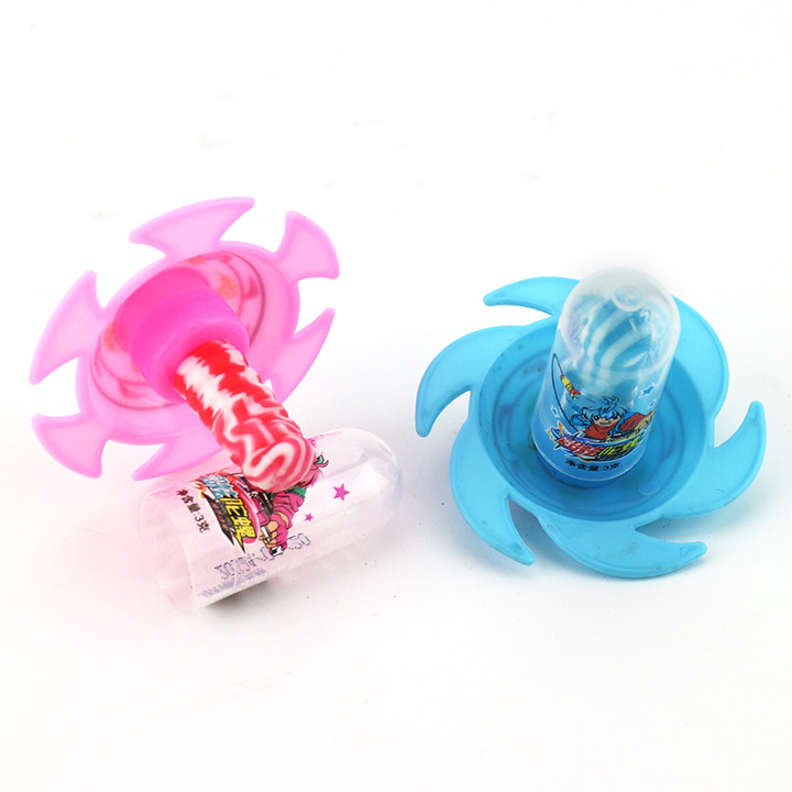 Colorful hand spinning gyro toy candy with nipple hard lollipop CH-T1283