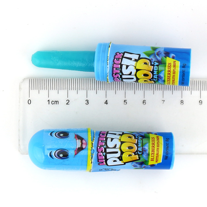 Finger push pop lipstick lollipop hard candy with sour powder CH-N694