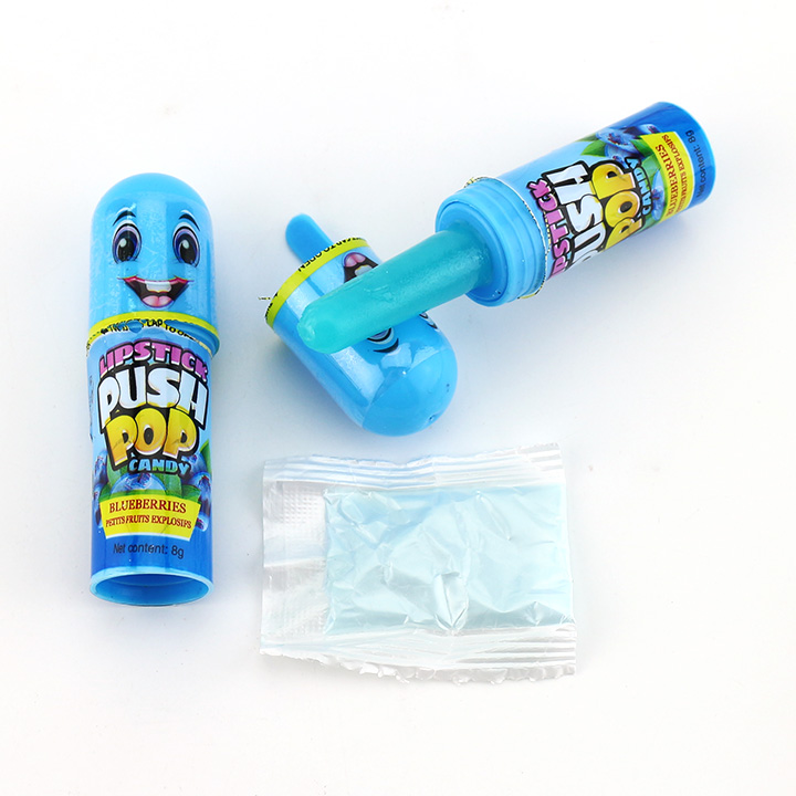 Finger push pop lipstick lollipop hard candy with sour powder CH-N694