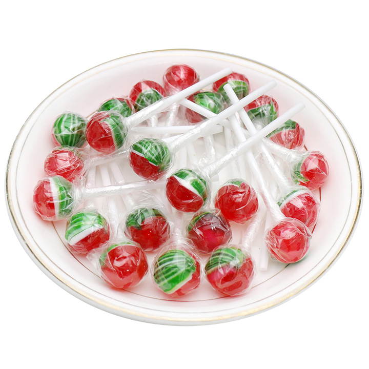 Wholesale mini watermelon shaped round ball lollipop hard candy in bulk CH-S115