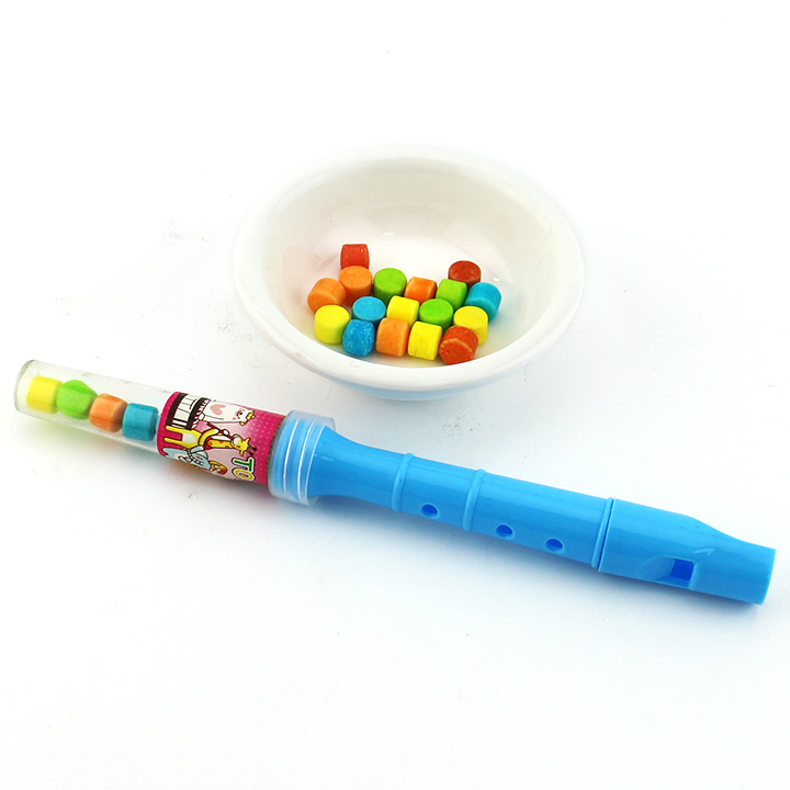 Colorful plastic flute shaped whistle toy candy CH-T1297