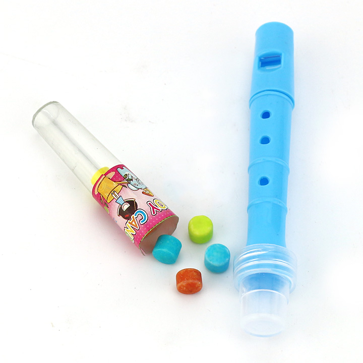 Colorful plastic flute shaped whistle toy candy CH-T1297
