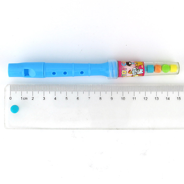 Colorful plastic flute shaped whistle toy candy CH-T1297