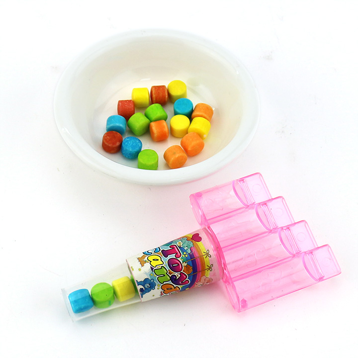 Colorful plastic harmonica shaped whistle toy candy CH-T1300