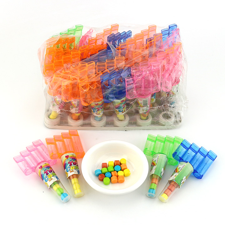 Colorful plastic harmonica shaped whistle toy candy CH-T1300